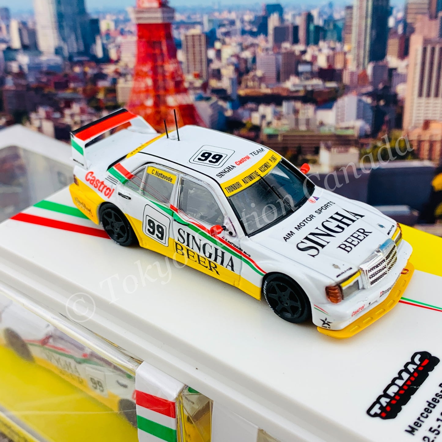 Tarmac Works 1/64 HOBBY64 Mercedes-Benz 190 E 2.5-16 Evolution II SE Asia Touring Car Championship 1995  C. Nattavude T64-024-95SEA99