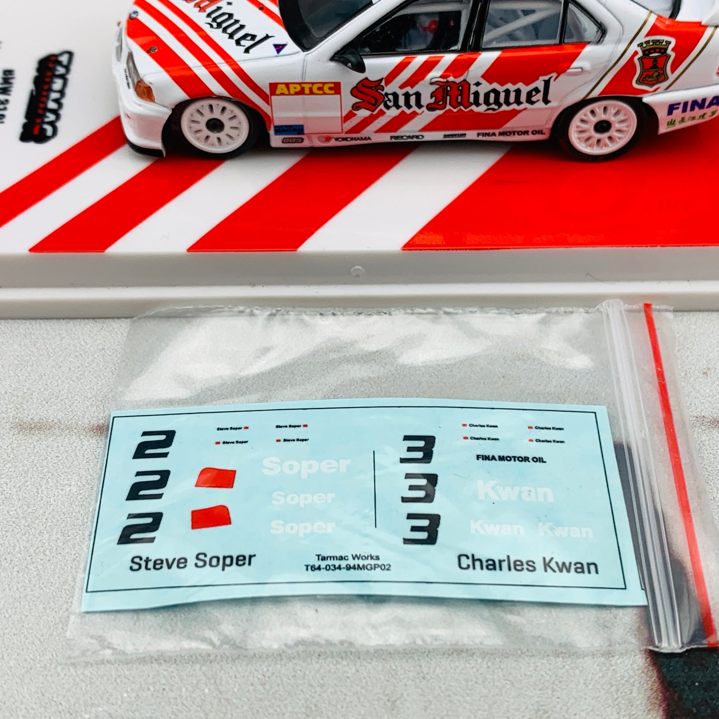 Tarmac Works 1/64 BMW 318i Macau Guia Race 1994 #2 - S. Soper #3 - C. Kwan  T64-034-94MGP02