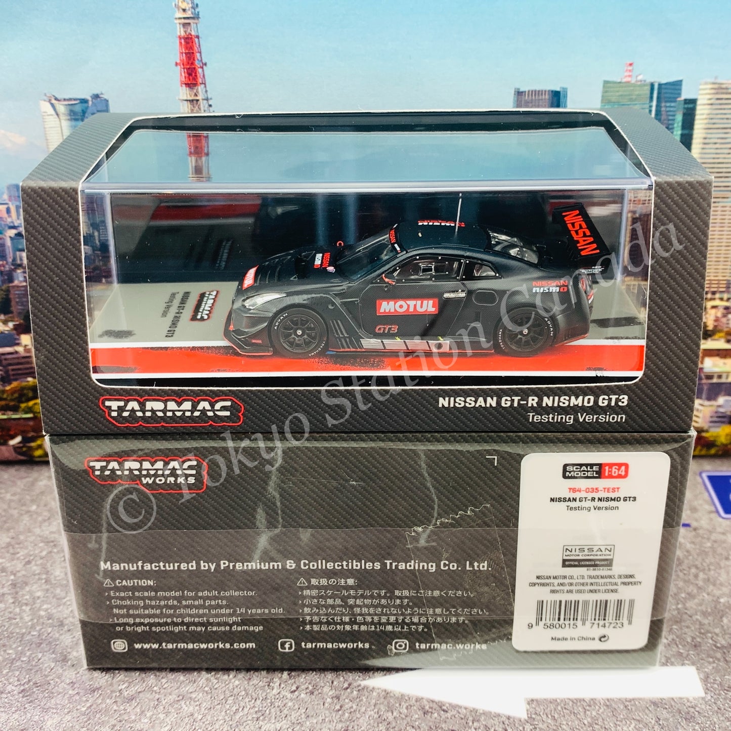 TARMAC WORKS 1/64 HOBBY64 Nissan GT-R Nismo GT3 Testing version ***Full carbon in PAD Printing *** T64-035-TEST