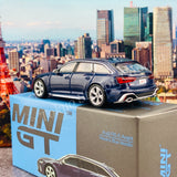 MINI GT 1/64 Audi RS6 Avant Navarra Blue Metallic LHD MGT00186-L