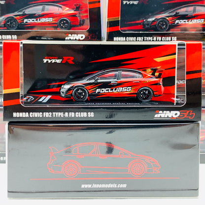 INNO64 1/64 Honda Civic FD2 Type-R FD Club Singapore with extra wheels set TOYZ Network Special Edition IN64-FD2-FDC19