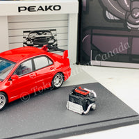 Peako64 1/64 Mitsubishi 2006 Lancer Evolution IX with 3D-Paper Car Park (RED) 63051