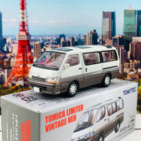 Tomytec Tomica Limited Vintage Neo 1/64 Toyota Hiace Wagon 2.4 Super Custom Limited 1992 White/Brown LV-N208a