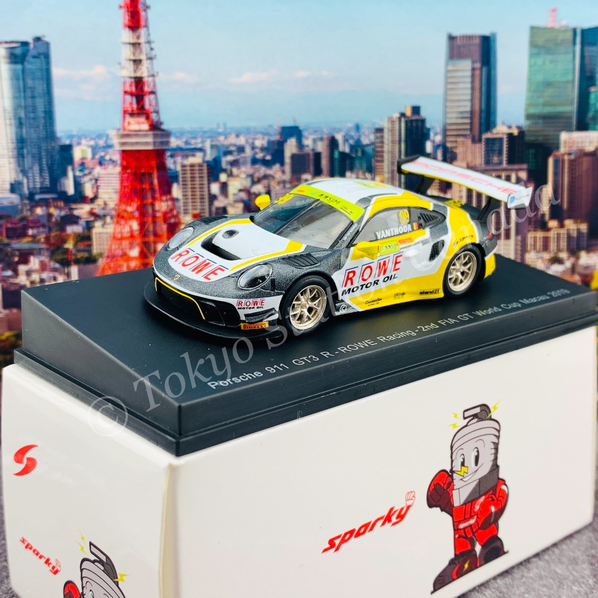 Sparky 1/64 PORSCHE 911 GT3 R NO.99 ROWE RACING 2ND FIA GT WORLD CUP MACAU 2019 LAURENS VANTHOOR Y166