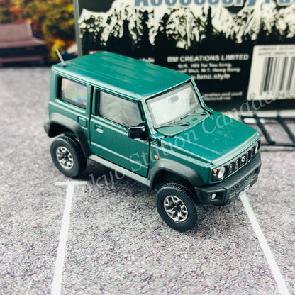 BM CREATIONS JUNIOR 1/64 Suzuki Jimny SIERRA JB74 with Accessory Pack Matt Green LHD 64B0033