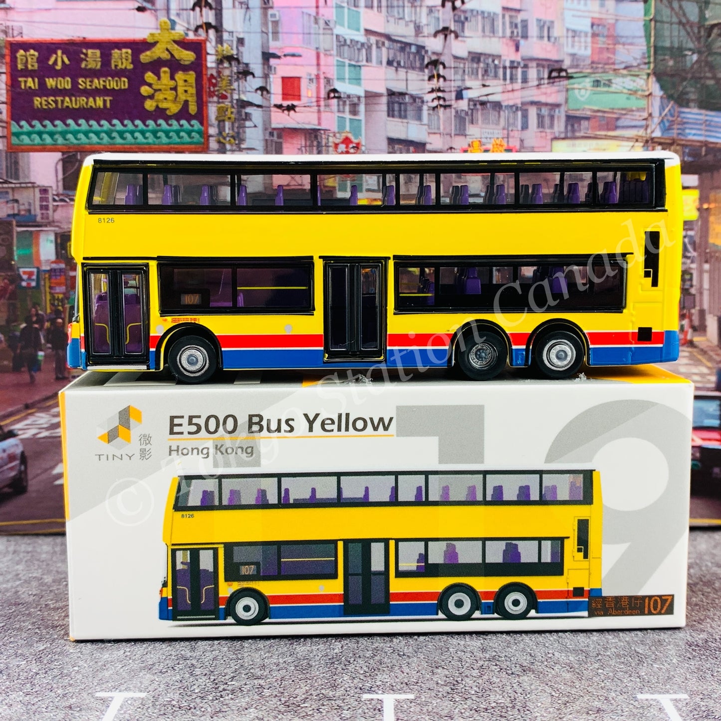 TINY 微影 L19 E500 Bus Yellow (via Aberdeen 107 經 香港仔) ATC64992
