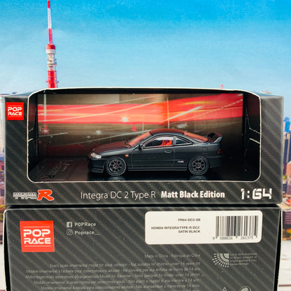 POP RACE x INNO 1/64 Honda Integra DC2 Type R Matt Black Edition PR64-DC-SB