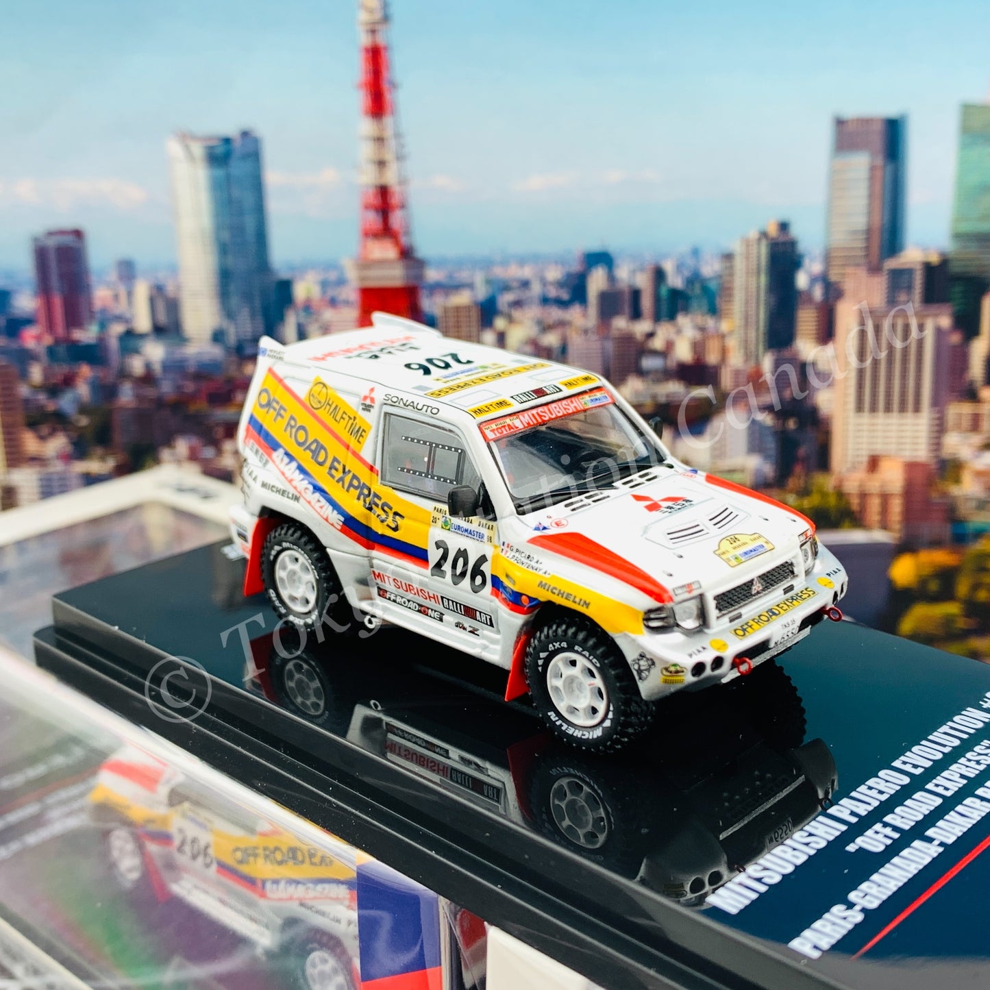 INNO64 1/64 MITSUBISHI PAJERO EVOLUTION #206 "OFF ROAD EXPRESS" Paris - Granada - Dakar 1998 Winner IN64-EVOP-OFE98