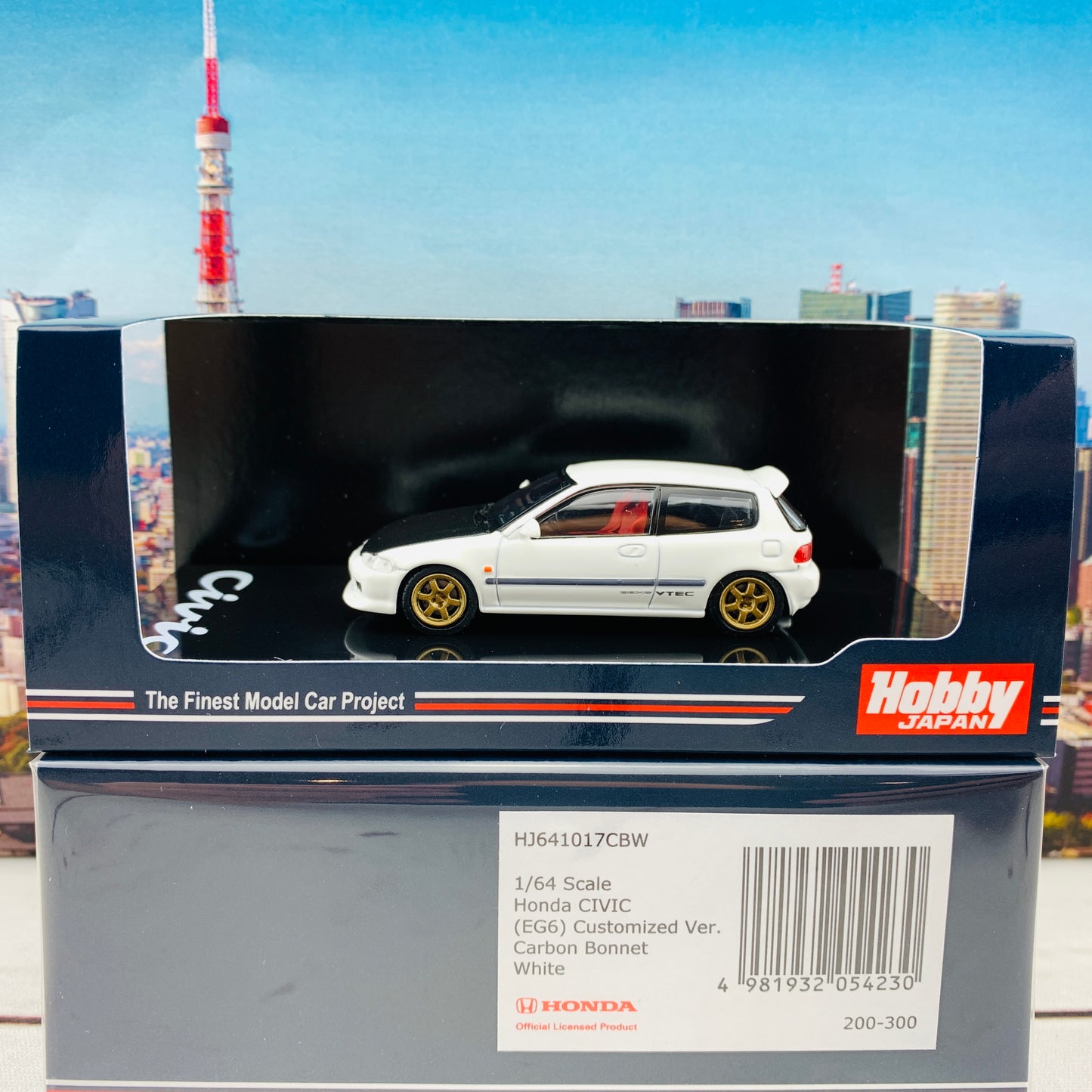 HOBBY JAPAN 1/64 Honda Civic EG6 Customized Version Carbon Bonnet WHITE HJ641017CBW