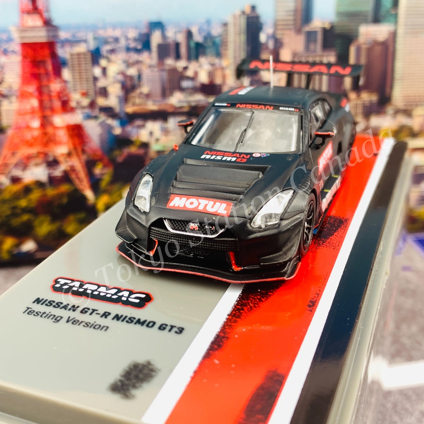 TARMAC WORKS 1/64 HOBBY64 Nissan GT-R Nismo GT3 Testing version ***Full carbon in PAD Printing *** T64-035-TEST