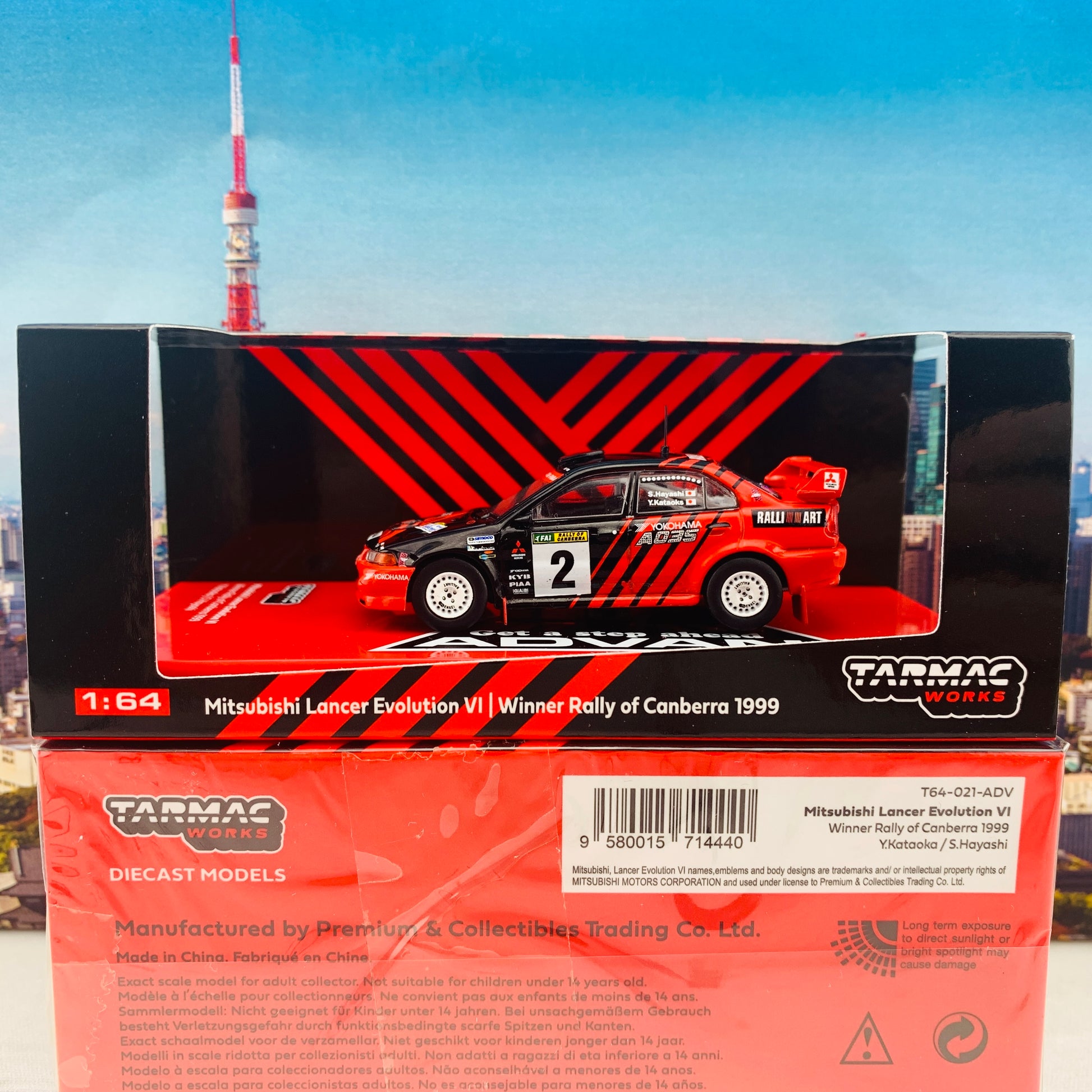 Tarmac Works HOBBY64 1/64 Mitsubishi Lancer Evo 6 Winner Rally of Canberra 1999 Y.Kataoka - S.Hayashi T64-021-ADV