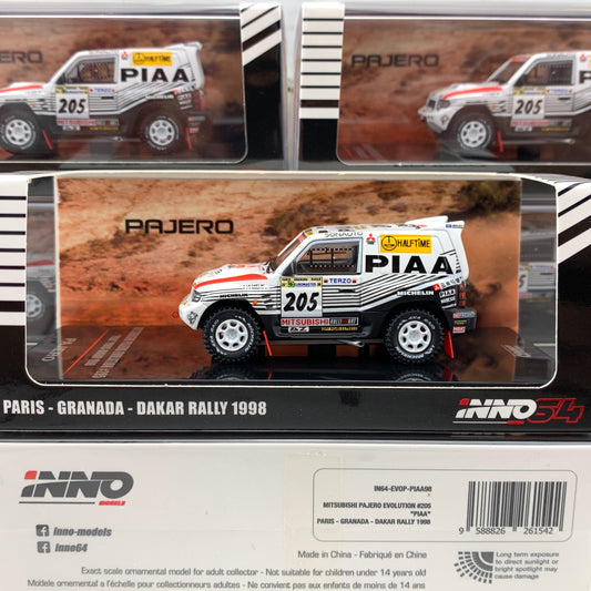 INNO64 1/64 MITSUBISHI PAJERO EVOLUTION #205 "PIAA"  Paris - Dakar 1998  IN64-EVOP-PIAA98
