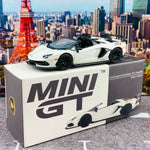 MINI GT 1/64 Lamborghini Aventador SVJ Roadster  Bianco Canopus LHD MGT00224-L