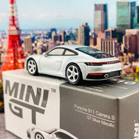 MINI GT 1/64 Porsche 911 (992) Carrera S GT Silver Metallic LHD MGT00210-L