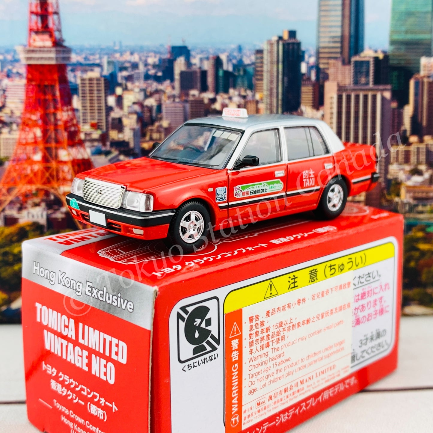 Tomytec Tomica Limited Vintage Neo 1/64 TOYOTA CROWN COMFORT HK TAXI CITY RED Hong Kong Exclusive
