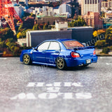 BM CREATIONS JUNIOR 1/64 Subaru Impreza WRX STi 2001 BLUE LHD with Extra Wheel Set and Lowering Parts 64B0079