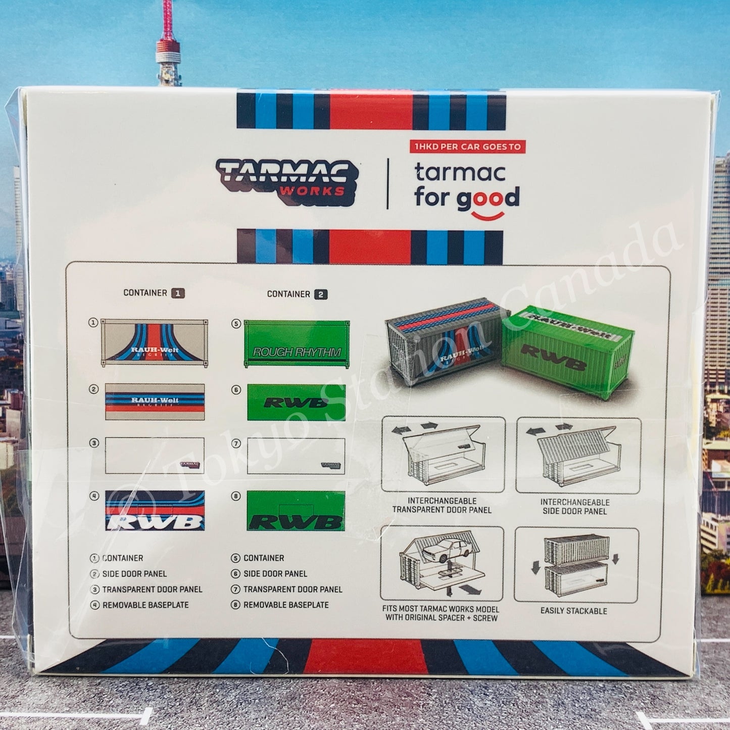 TARMAC WORKS 1/64 PARTS64 Set of 2 Containers RWB Rough Rhythm *** For both storage and display of 1/64 cars *** T64C-001-RR