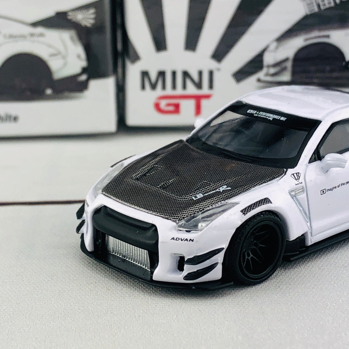 MINI GT 1/64 LB★WORKS Nissan GT-R R35 Type 2 Rear Wing ver 3 White RHD ...