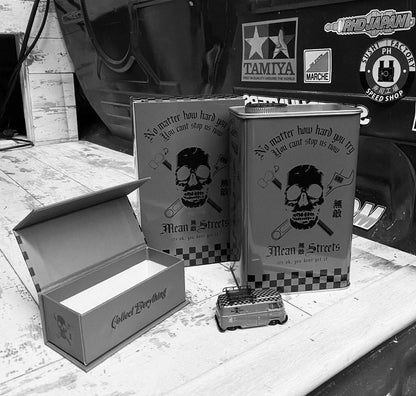 Tarmac Works x Schuco COLLAB64 1/64 Volkswagen T1 Panel Van Mean Streets Special Edition with metal oil can and special paper box T64S-005-FAT