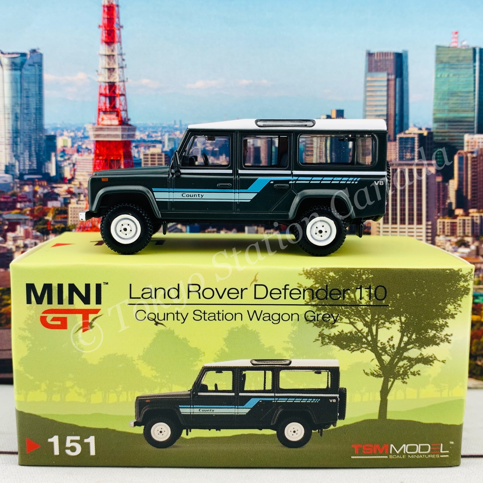 MINI GT 1/64 Land Rover Defender 110  1985 County Station Wagon Grey RHD MGT00151-R