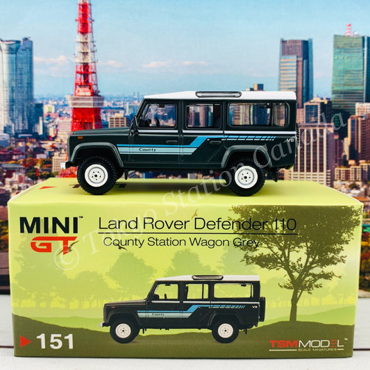 MINI GT 1/64 Land Rover Defender 110  1985 County Station Wagon Grey RHD MGT00151-R