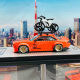 INNO64 1/64 NISSAN SILVIA S14 Rocket Bunny Boss Aero With Roof Rack and Bicycles IN64-S14B-SEMA15