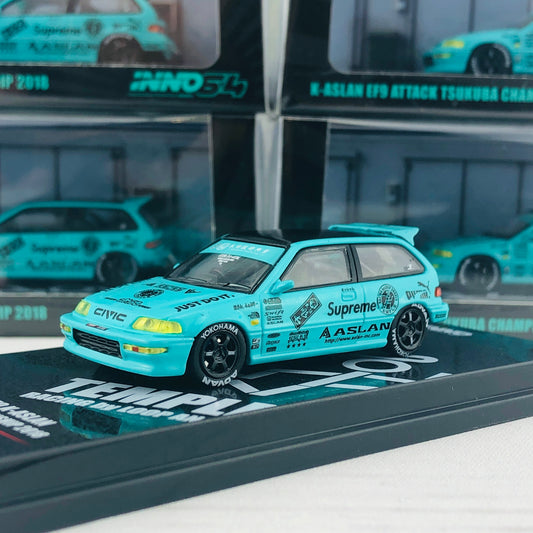 INNO64 JDM Collection HONDA CIVIC EF9 K-ASLAN ATTACK TSUKUBA CHAMPIONSHIP 2018 IN64-EF9-JDM03