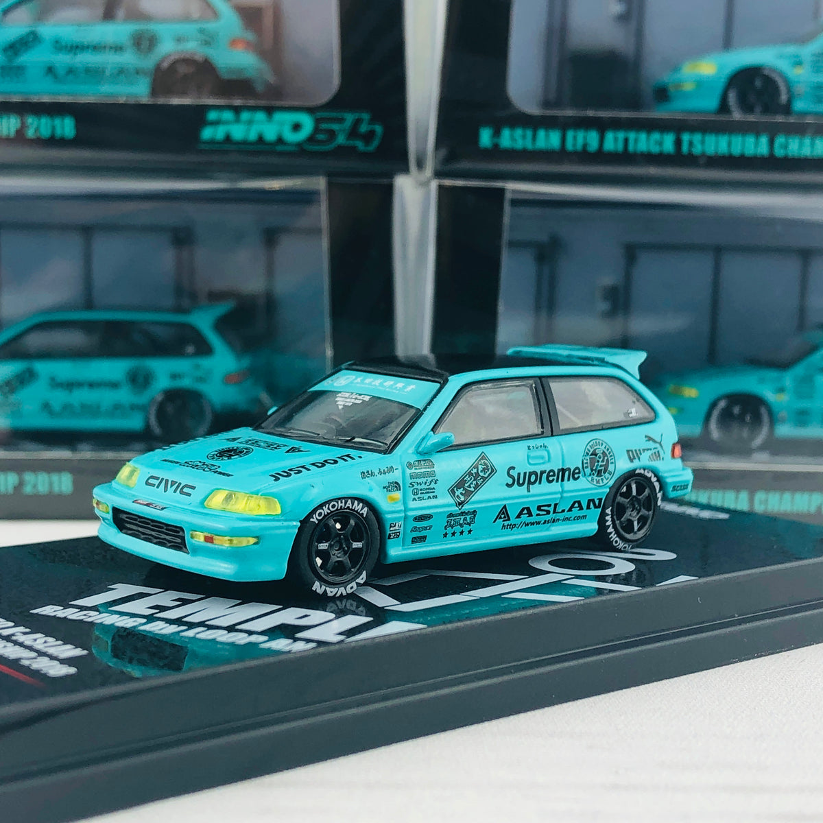 INNO64 JDM Collection HONDA CIVIC EF9 K-ASLAN ATTACK TSUKUBA CHAMPIONS ...