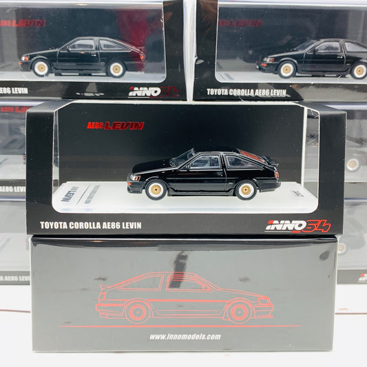 INNO64 1/64 Toyota Corolla AE86 Levin Black with Extra wheels set and water slide decals IN64-AE86-BLA