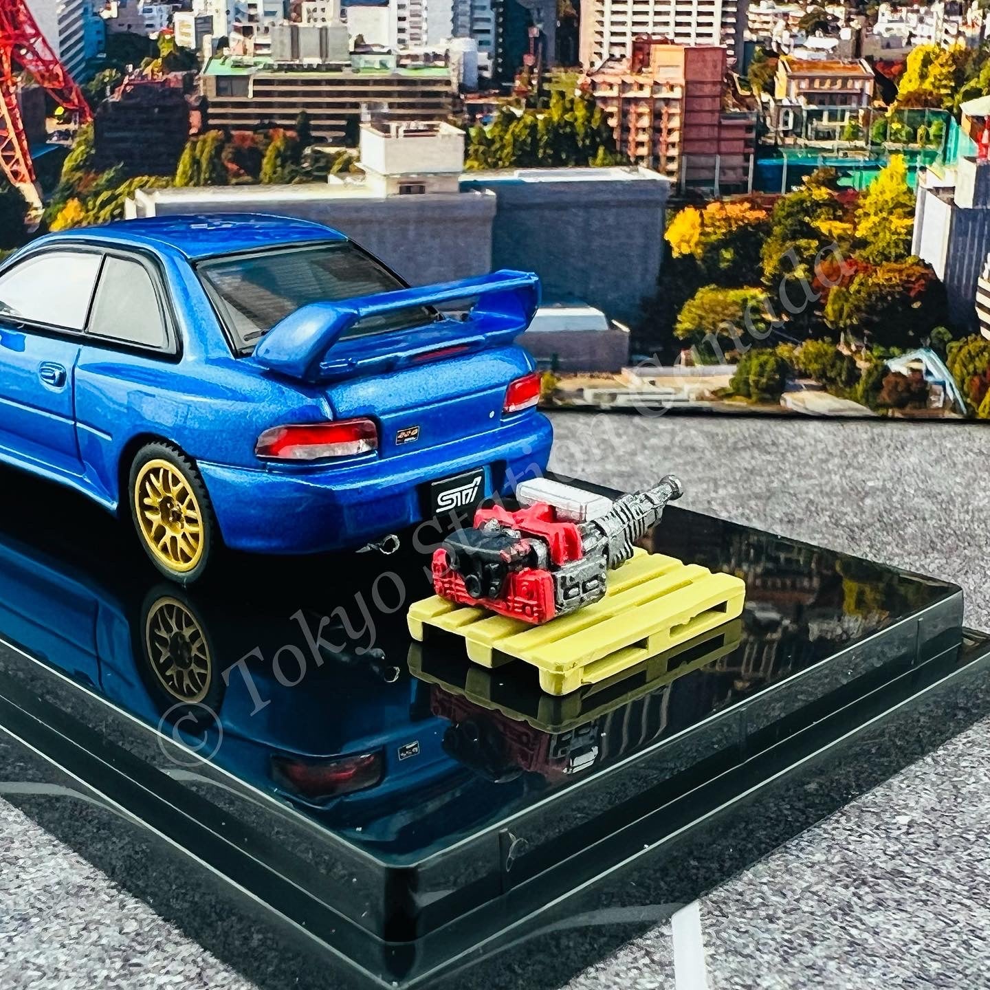 HOBBY JAPAN 1/64 SUBARU IMPREZA 22B STi Version (GC8改) Sonic Blue with Engine HJ641041BL