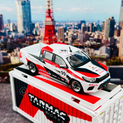 TARMAC WORKS 1/64 HOBBY64 Toyota Hilux Revo One Make Race with Container T64-041-GR