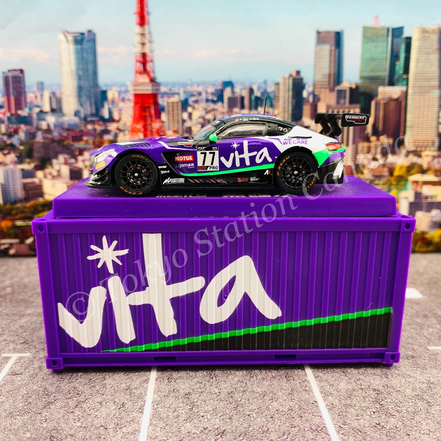 Tarmac Works 1/64 COLLAB64 Mercedes-AMG GT3 GT World Challenge Asia ESPORTS Championship 2020 Frank Yu (With Container) T64-008-WATER