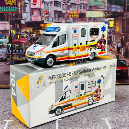 TINY 微影 104 Mercedes Benz Sprinter Ambulance Hong Kong FSD Hosiptal Transfer (A586) ATC65070