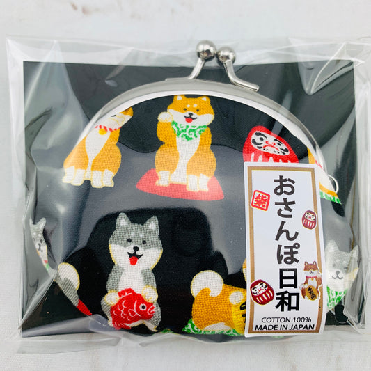 Shiba Inu おさんぽ日和 Coin Pouch  303-704 Black (MADE IN JAPAN)