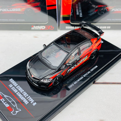 INNO64 1/64 Honda Civic FD2 Type-R FD Club Singapore with extra wheels set TOYZ Network Special Edition IN64-FD2-FDC19