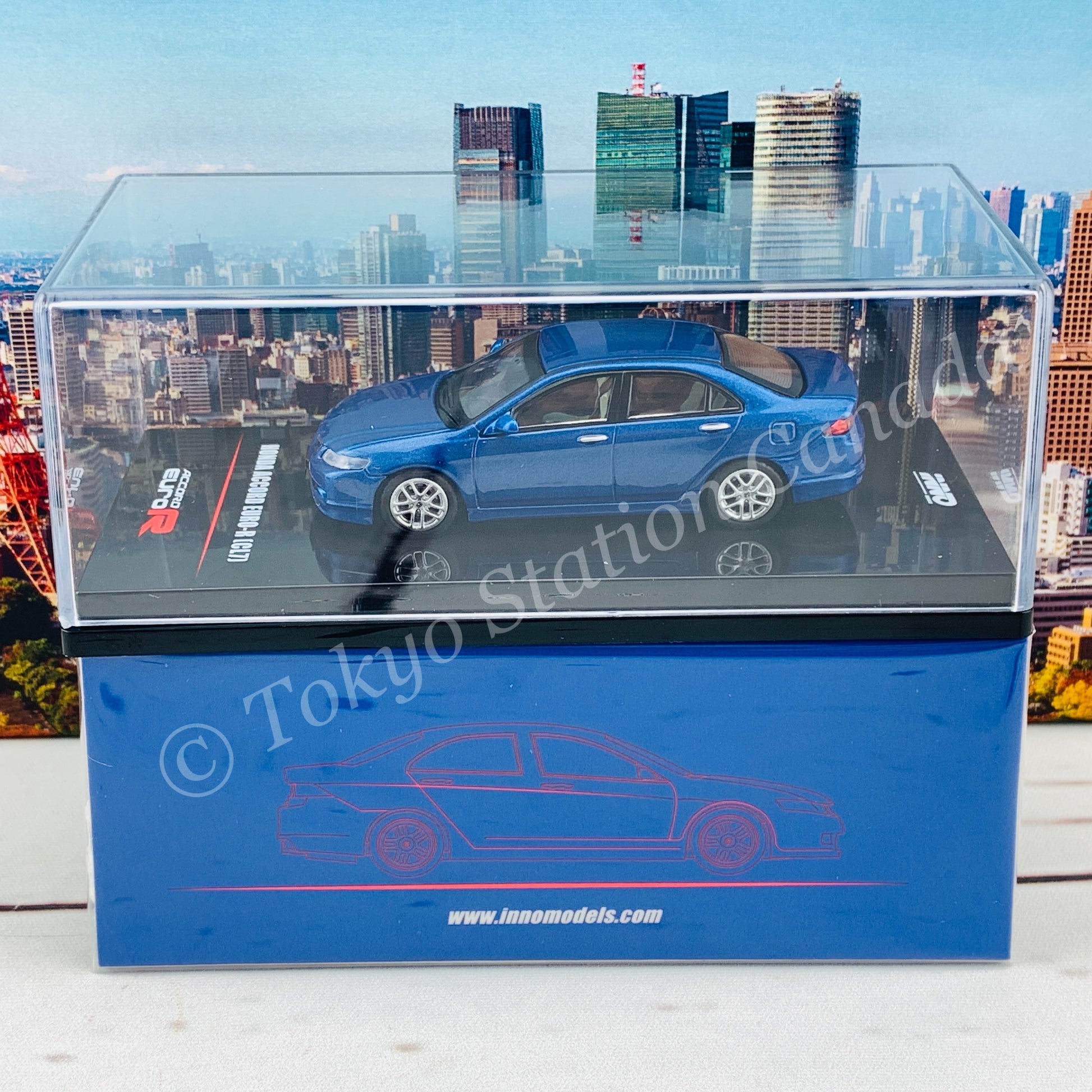 INNO64 1/64 HONDA ACCORD Euro-R (CL7) Artic Blue Pearl W/ Extra Wheels & Extra Water Decals IN64-CL7-BLU