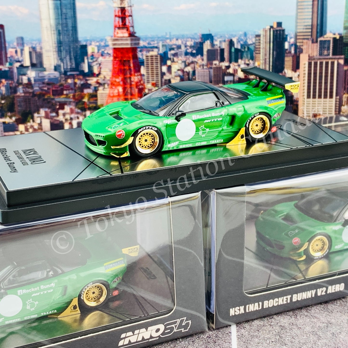 INNO64 1/64 NSX NA1 PANDEM ROCKET BUNNY Green Metallic IN64-NSXP-GRE