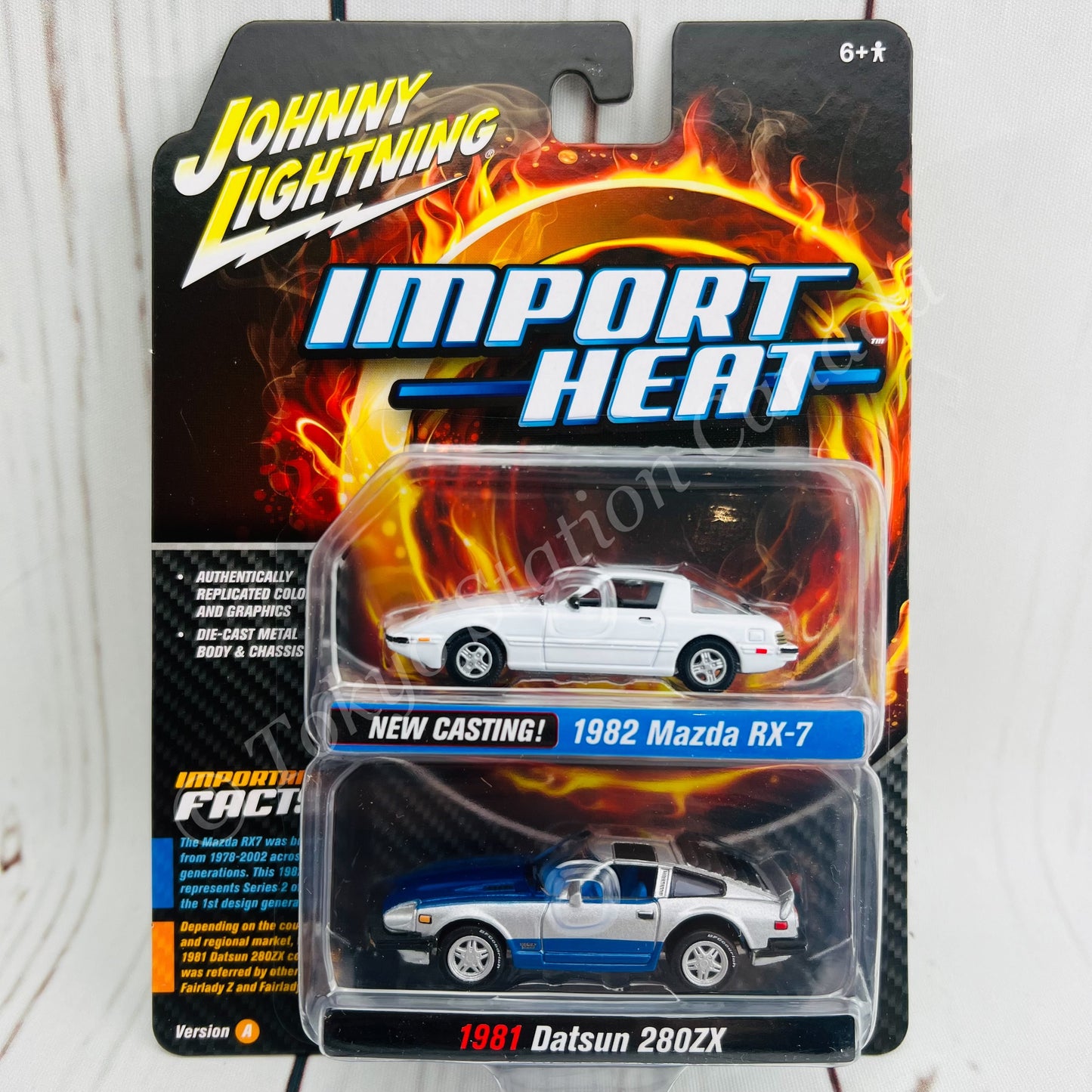 JOHNNY LIGHTNING 1/64 IMPORT HEAT Twin Pack 1982 Mazda RX-7 and 1981 Datsun 280ZX 849398045619