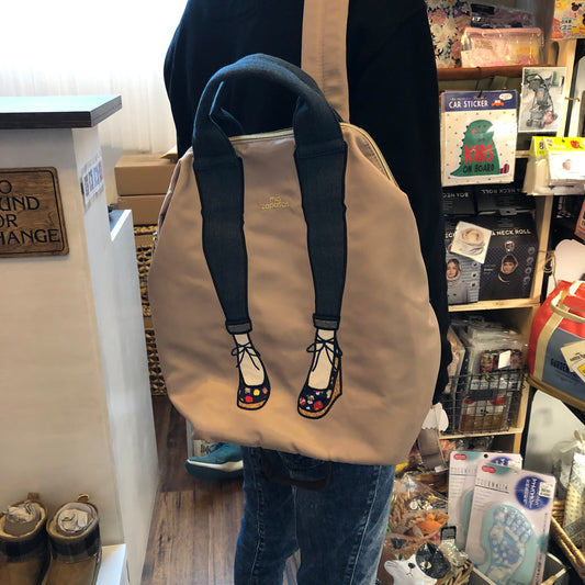 mis zapatos Nylon Skinny 3 Way Backpack - Beige