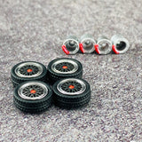 Tarmac Works 1/64 Accessories BBS LM Forged Matt Black Polish with Red cap T64W-001-BR