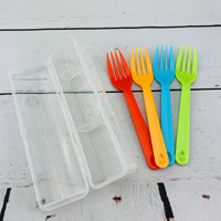 inomata Picnica plastic fork 4pk with storage case