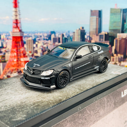 KJ MINIATURES 1/64 LBWK Mercedes-Benz C63 Coupe Matte Black KJ64001BK