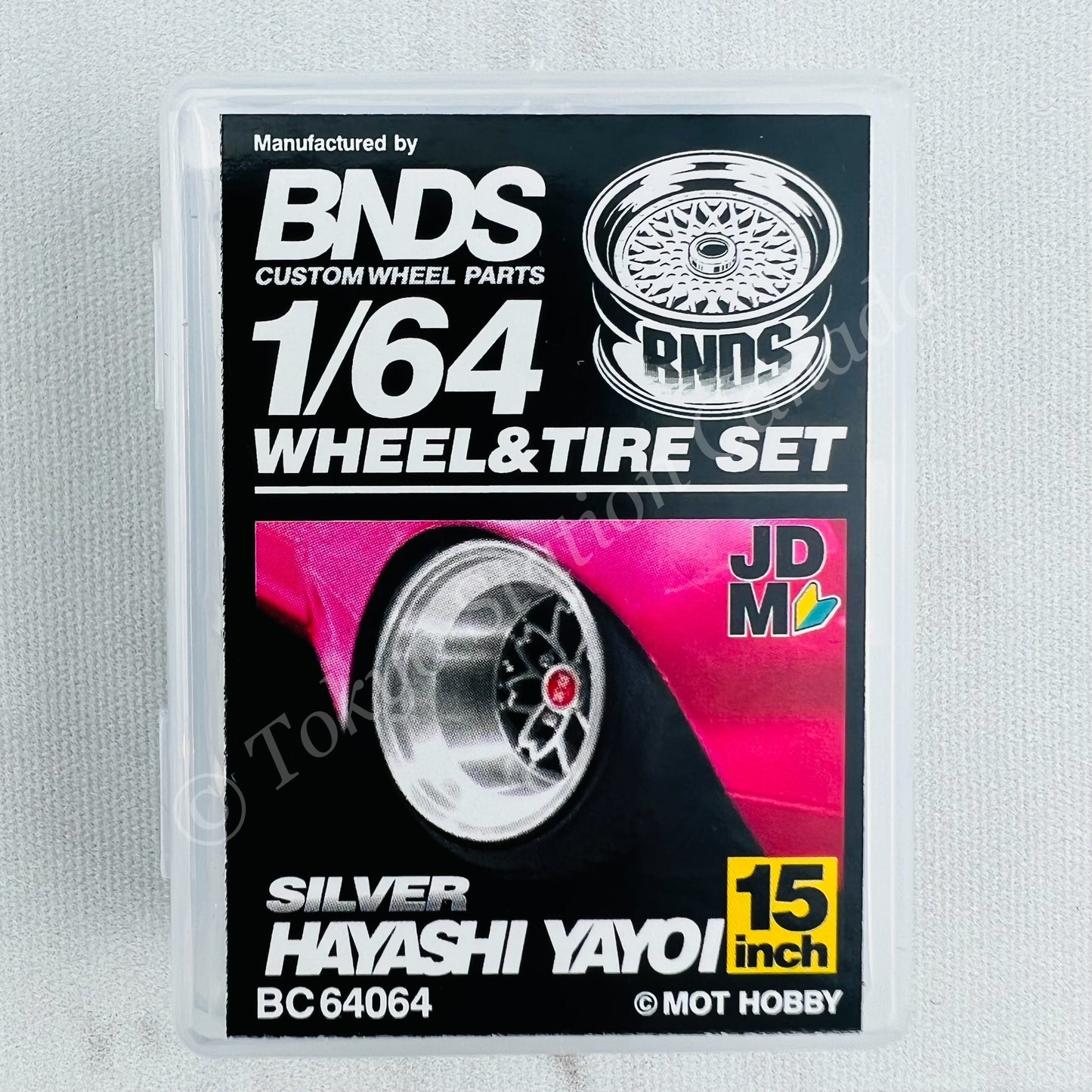 BNDS 1/64 Alloy Wheel & Tire Set HAYASHI YAYOI SILVER BC64064