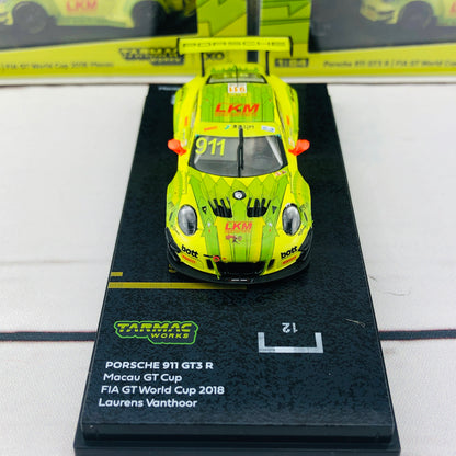 Tarmac Works 1/64 Porsche 911 GT3 R Macau GT Cup FIA GT World Cup 2018 Laurens Vanthoor T64-032-18MGP911