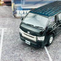 BM CREATIONS JUNIOR 1/64 Toyota 2016 Hiace BLACK RHD with Extra Wheels, Lowering Parts and Body Kit 64B0144
