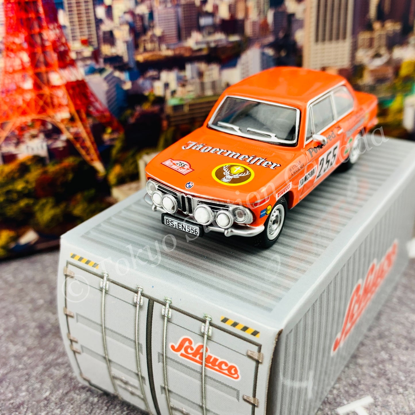 Tarmac Works x Schuco 1/64 BMW 2002 Jagermeister Rally Monte Carlo 1973 T64S-007-JAG