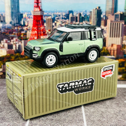 TARMAC WORKS GLOBAL64 Land Rover Defender 90 Green Metallic "2021 HK Toycar Salon Edition" T64G-019-GR