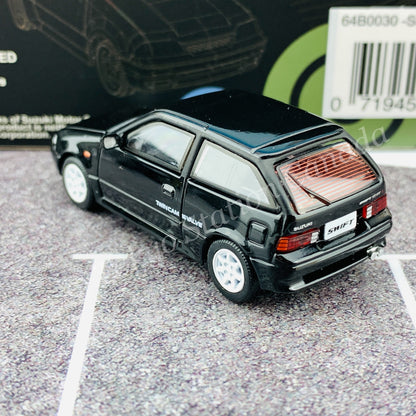 BM CREATIONS JUNIOR 1/64 Suzuki Swift 1989 BLACK LHD with Extra Wheels, Lowering Parts 64B0030