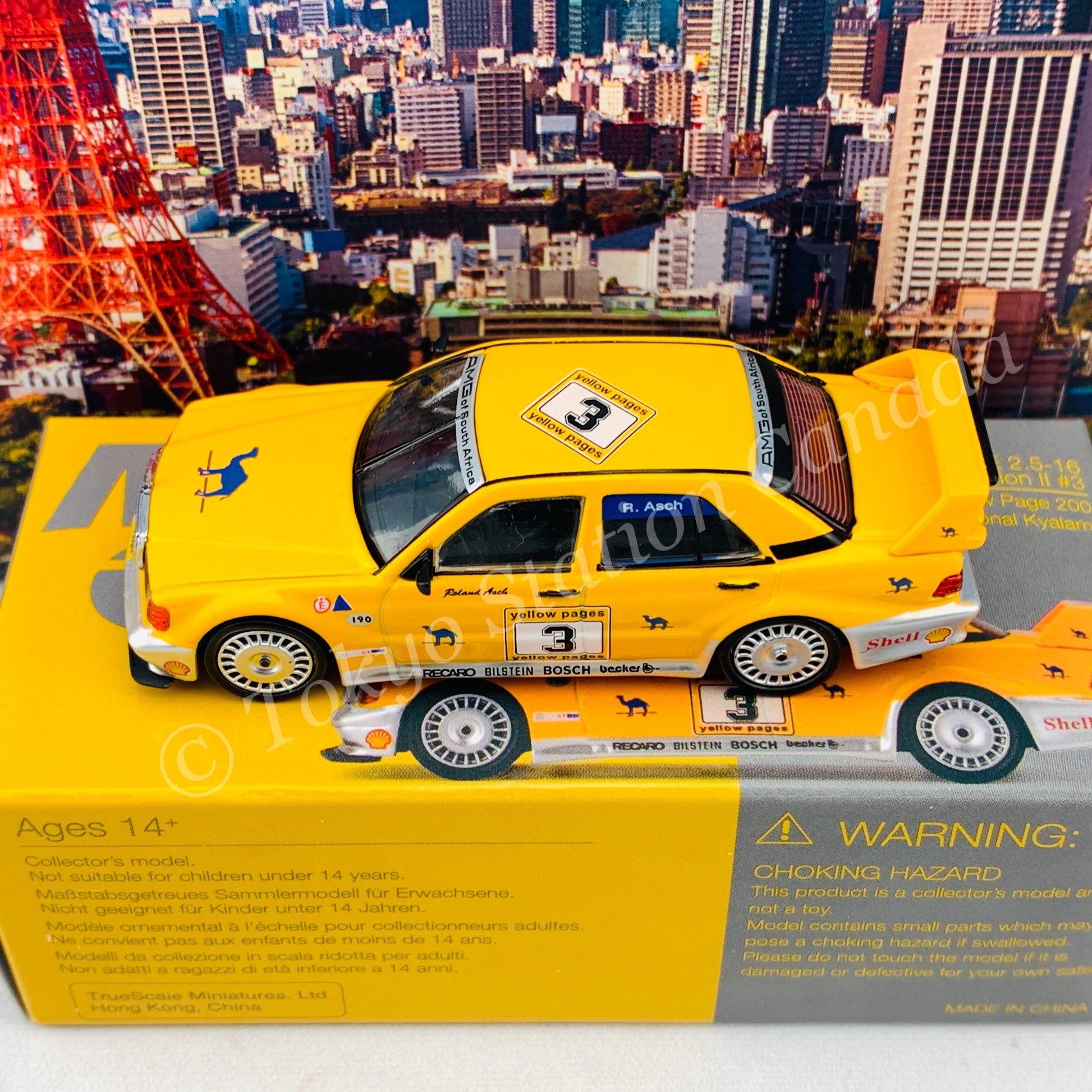 MINI GT 1/64 Mercedes-Benz 190E 2.5-16 Evolution II #3 "Camel" 1990 Yellow Page 200 Invitational Kyalami LHD MGT00187-L