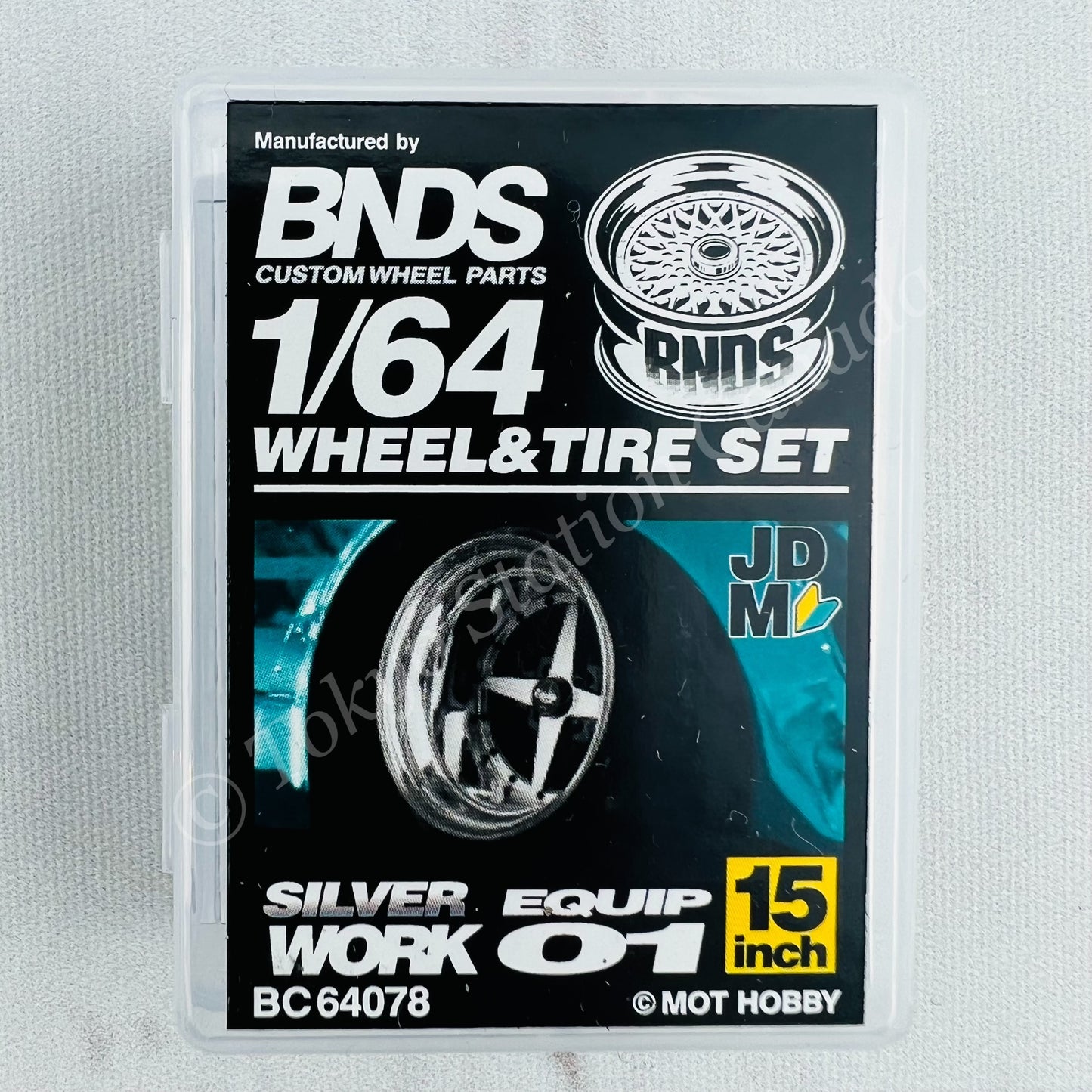 BNDS 1/64 Alloy Wheel & Tire Set WORK EQUIP 01 SILVER BC64078